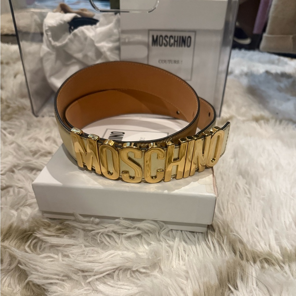 Moschino Gold Logo Belt (NWT)